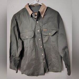 Remington Men's Olive Shirt Jacket with Beige Collar Size M